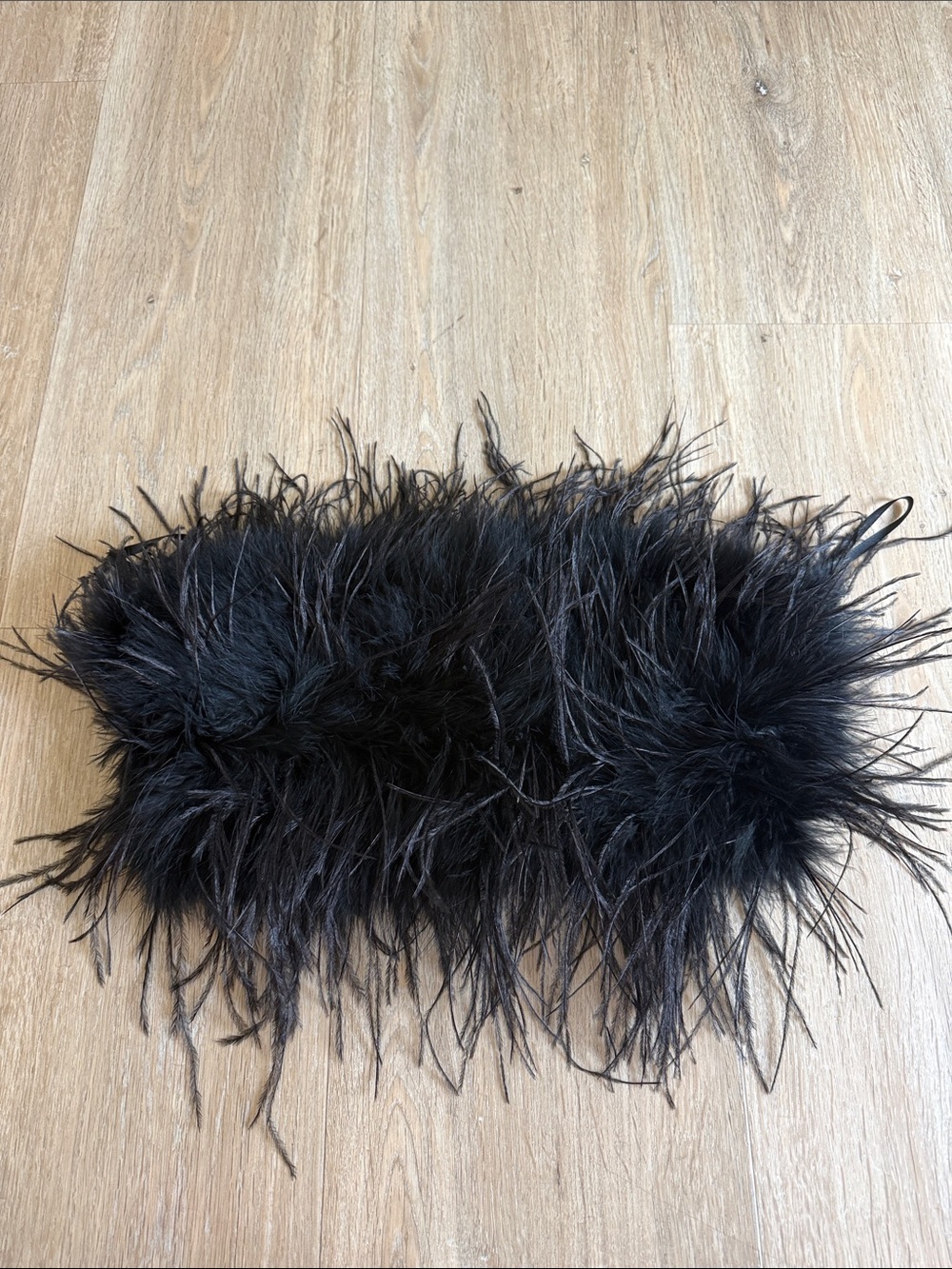 Lamarque Black Feather Trim Bustier Top Small